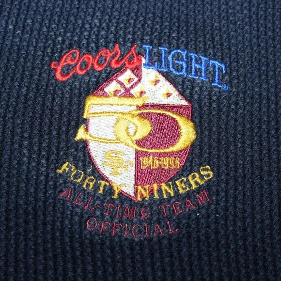 Vintage Coors Light 2XL San Francisco Forty Niners 50 Years Sweater Vest 90s USA - Picture 6 of 12